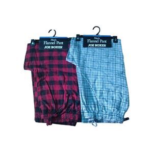 Joe Boxer Flannel Pajama Bottom Plaid Drawstring Pants Men's Size LARGE Lot of 2